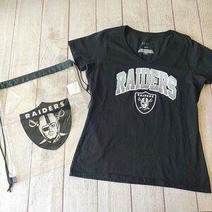 NFL Las Vegas Raiders V-neck tee and clear drawstring bag bundle